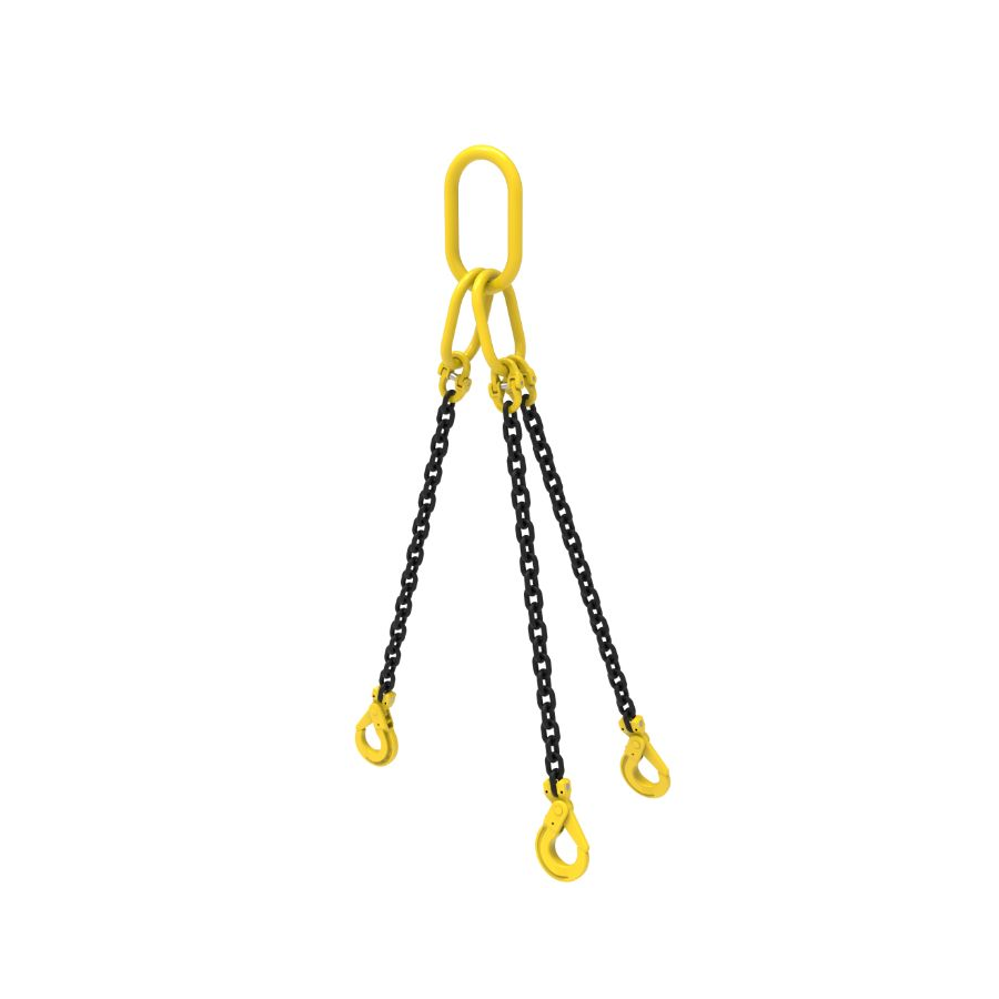 William Hackett Grade 8 Three Leg Chain Sling w. Self Locking Hooks